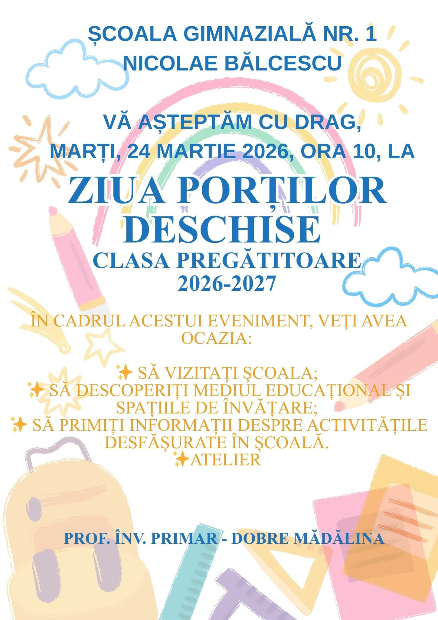 Ziua portilor deschise 24 martie 2026